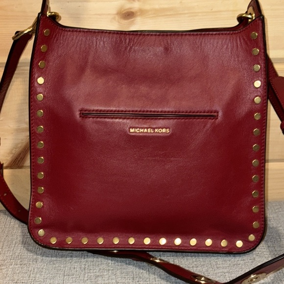 Michael Kors Red Jenkins Stud Sullivan Messenger Bag - Picture 1 of 16
